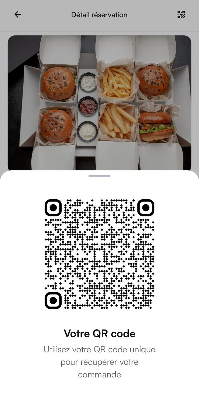 QR code de retrait d’une réservation dans l’application Fraicho