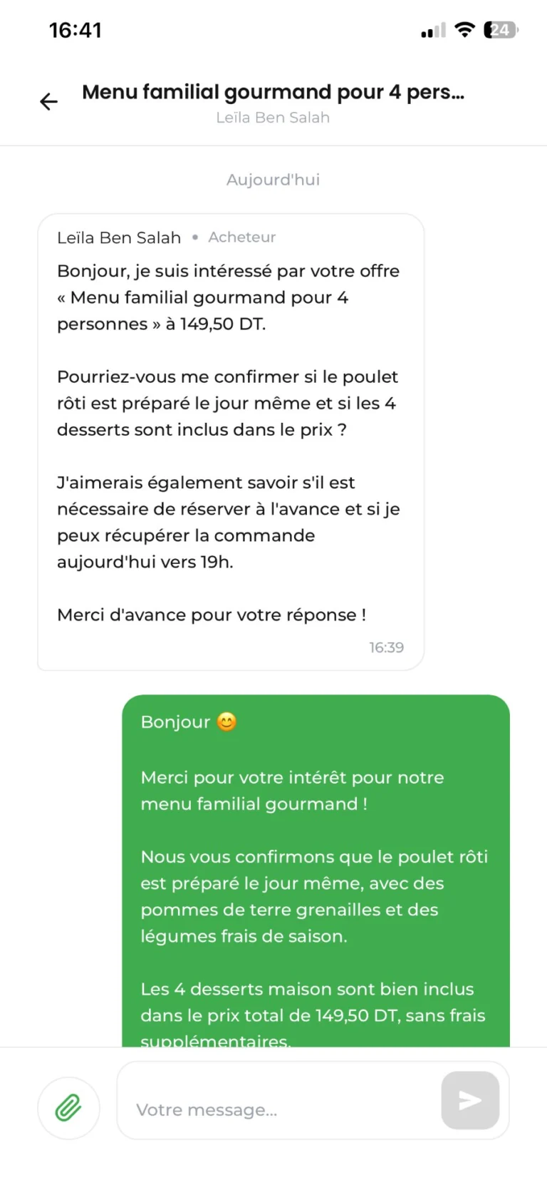 Capture de l’application Fraicho côté commerçant