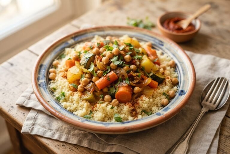 Assiette de couscous aux légumes